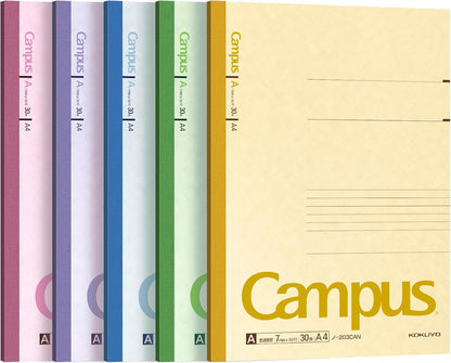 KOKUYO Composition Notebooks, 5 Pack Campus Semi-B5 Comp Book with B 6mm Ruled, 30 Sheets, Classic School Lined Notebook, Journal Notebook for Women Work Study Note Taking (NO-3CBNx5)