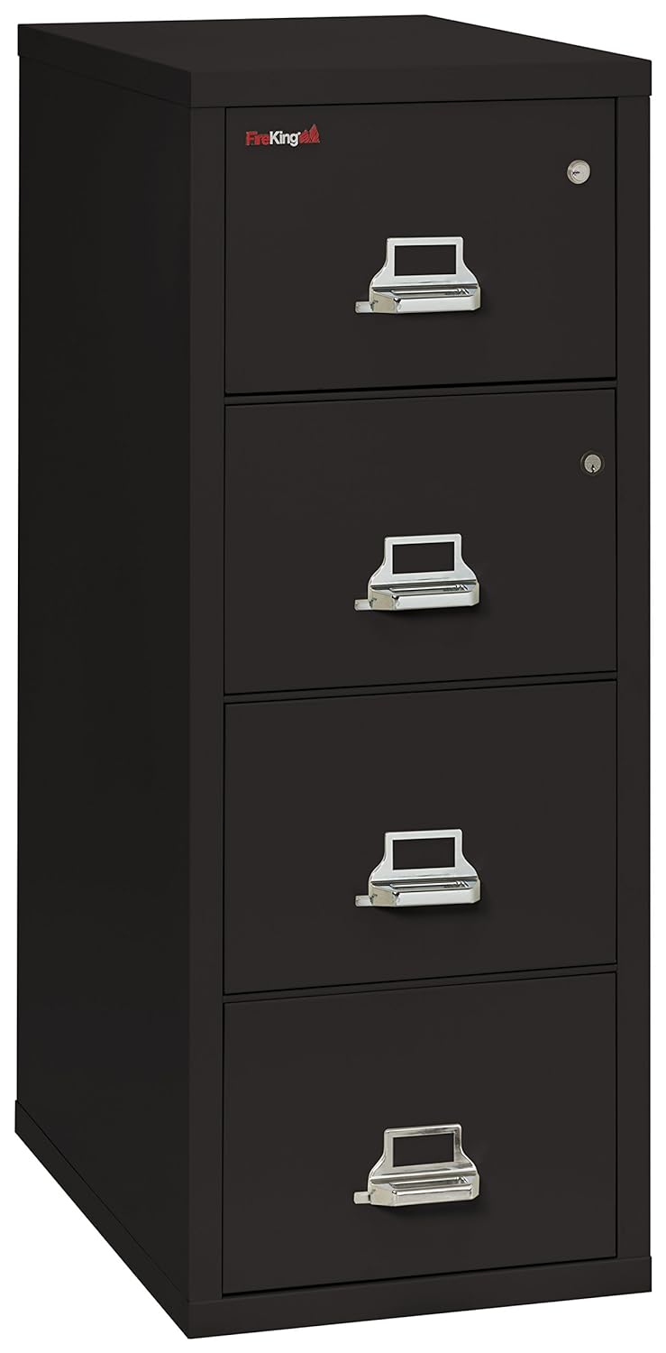 Fireking Legal Safe-in-A-File Fireproof Vertical File Cabinet (3 Drawers, Impact Resistant, Waterproof), Black