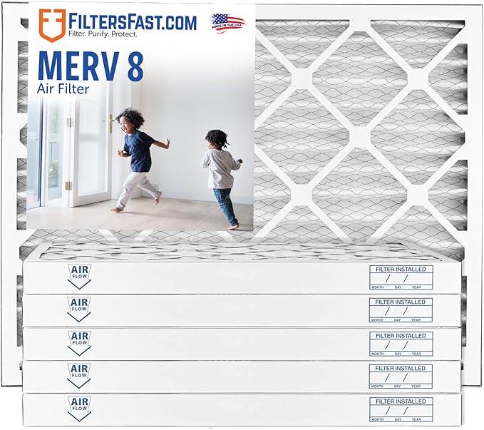 Filters Fast 18x25x2 Pleated Air Filter Merv 8, 2” AC Furnace Air Filters, Made in the USA, Actual Size 17.75x24.75x1.75, 6 Pack