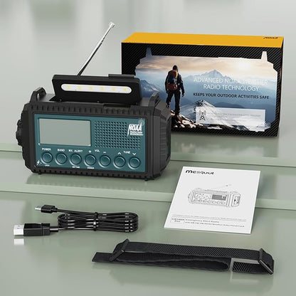 Emergency Weather Radio with AM/FM/NOAA/SW, 5 Ways Powered Solar Hand Crank
