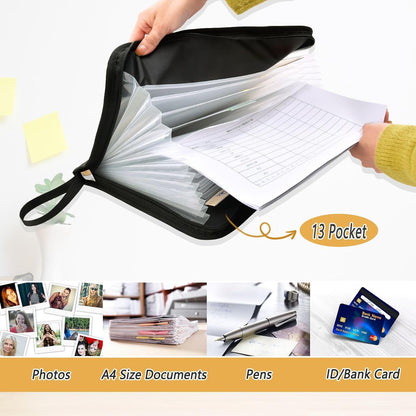 Gredecor Adorable Dogs and Bone Expanding File Folder 13 Pockets Puppy Aniamals Expandable Filing Folders Accordion Document Files Organizer for A4 Letter Size Paper