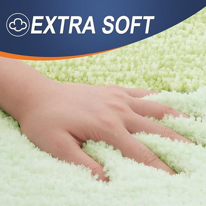OLANLY Bathroom Rugs Mat 24x16, Extra Soft Absorbent Microfiber Bath Rugs, Rubber Backing, Quick Dry, Machine Washable Bath Mats for Bathroom Floor, Tub and Shower, Home Decor Accessories, Light Green