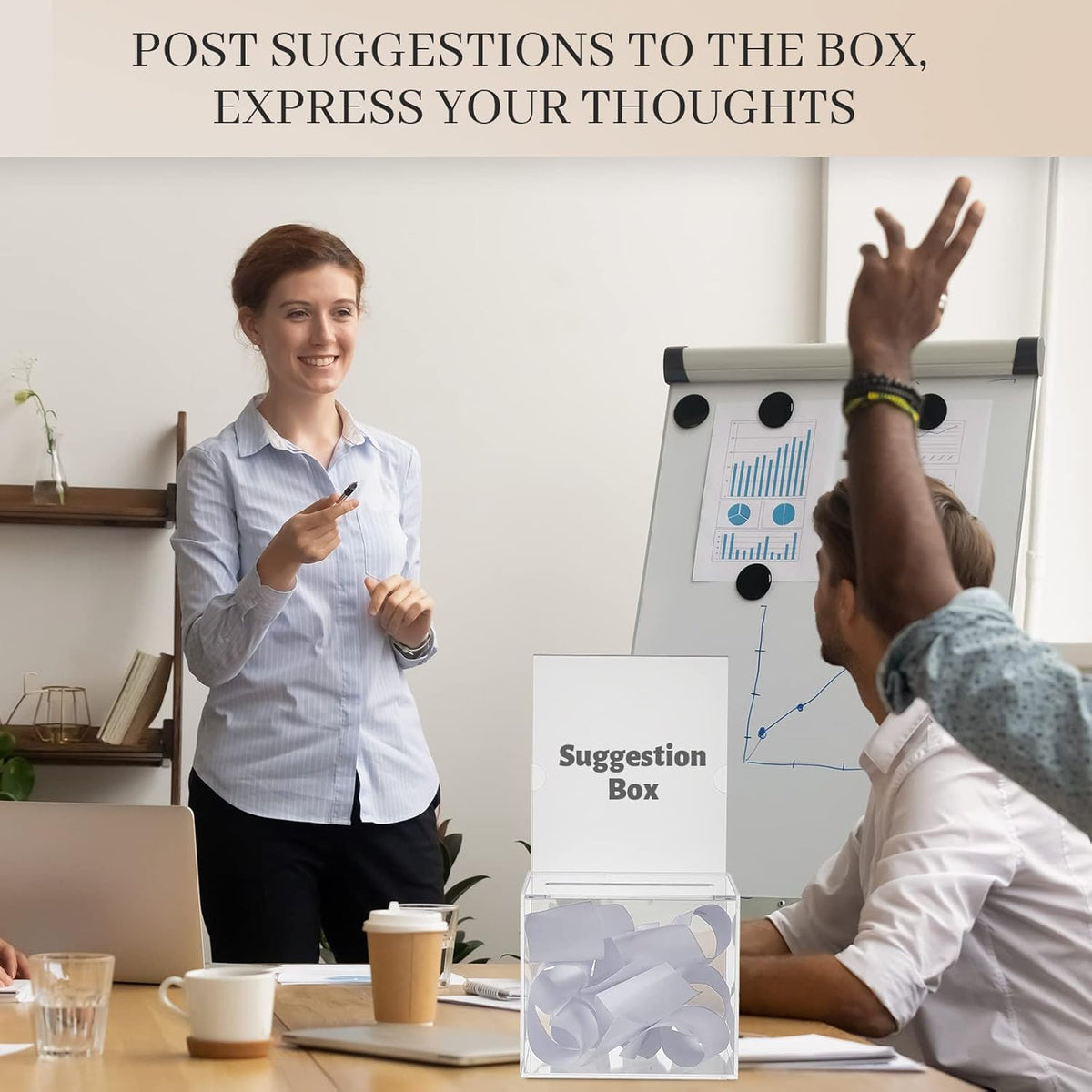 Bucherry 6 Pcs Acrylic Donation Box with Slot, 5.9 x 5 x 5 Inches Clear Ballot Suggestion Raffle Ticket Box with Sign for Fundraising, Raffle, Collecting, Donating, Voting