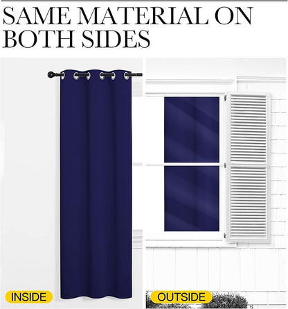 NICETOWN Navy Blue Blackout Curtains 120 inches Length for Living Room, 2 Panels, 55" Wide, Thermal Insulated Long Drapes for Large Window