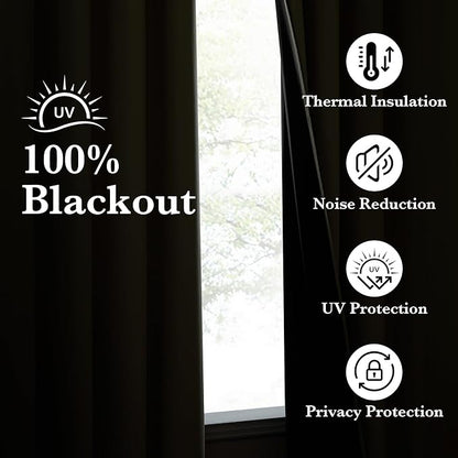 NICETOWN 100% Blackout Muted Beige Curtains 84 inches Long, Grommet Energy Saving Thermal Insulated Window Treatments Lightweight for Bedroom/Home Office, W52 x L84, 2 Panels