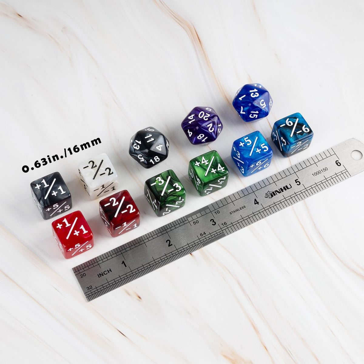 51 Pieces MTG Counter Dice Plus 1 Life Counters +1/+1 Tokens 6 Sided Dice Set for Magic The Gathering, MTG, TCG, Cards Gaming Accessories