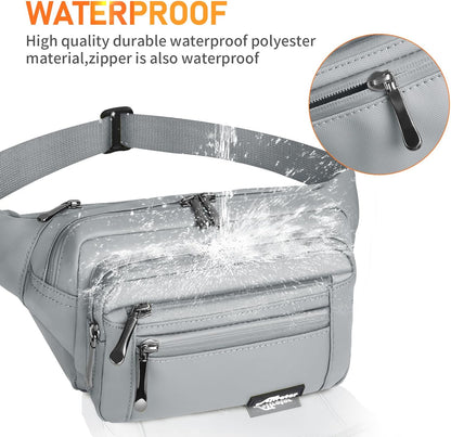 Waist Pack Bag Fanny Pack for Men&Women Hip Bum Bag with Adjustable Strap for Outdoors Workout Traveling Casual Running Hiking Cycling (Grey-1)