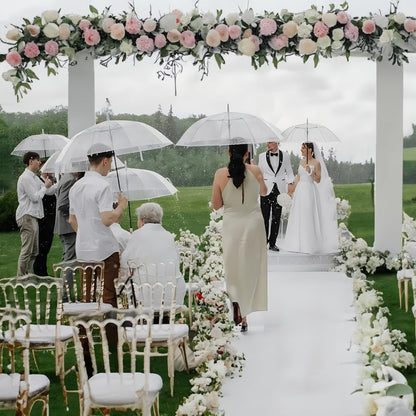 Umbrella Wedding Style Stick Umbrellas Large Windproof Bubble Umbrellas Rain Umbrellas with J Hook Handle for Bride Groom Gift