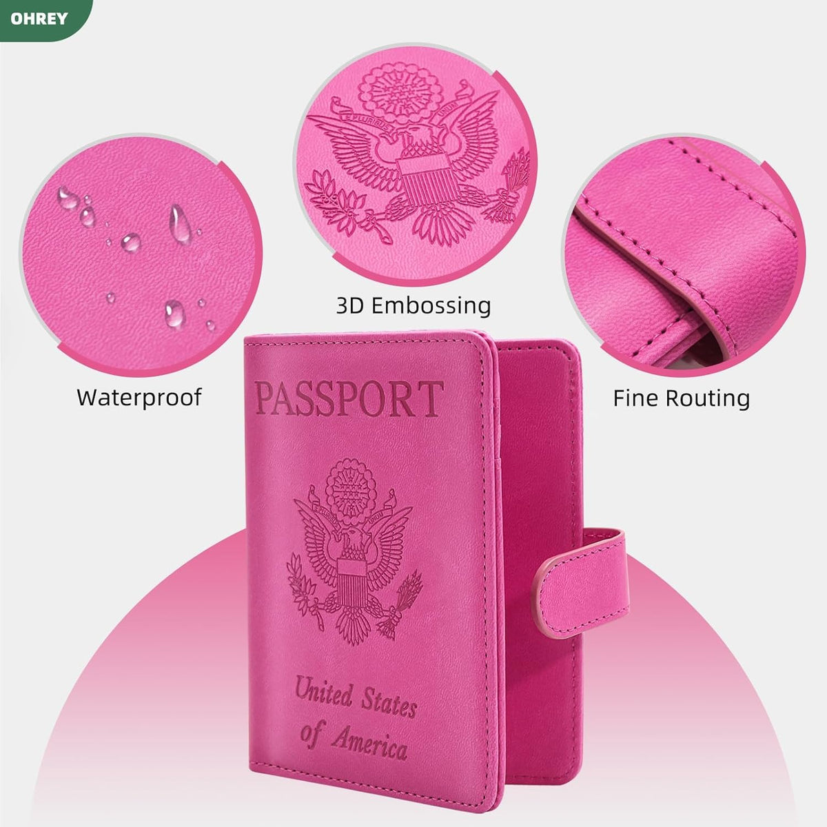 2 Pack Passport Holder for Travel with Slot for AirTag & Luggage Tag Cover, RFID Blocking Passport Holder for Women & Men | PU Leather Passport Cover with Pocket, Black & Pink