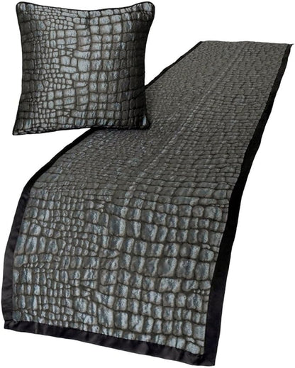 The HomeCentric King/Queen/Twin Blue & Grey Designer Twin 53"x18" Bed Runner Without Pillow Cover, Animal Mystery Bed Scarf on Silk Fabric - Animal Mystery