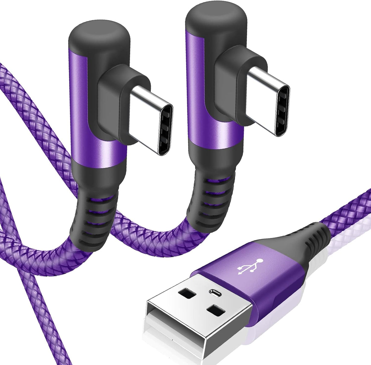 sweguard USB Type C Charger Cable Right Angle [2-Pack,3.3FT] iPhone 16 Charger Nylon Braided Cord for iPhone 15 16 Pro Max Samsung Galaxy S25 S24 S23 S22 S21 S20 S10 S9 Note A15 A55 Flip Pixel LG Moto