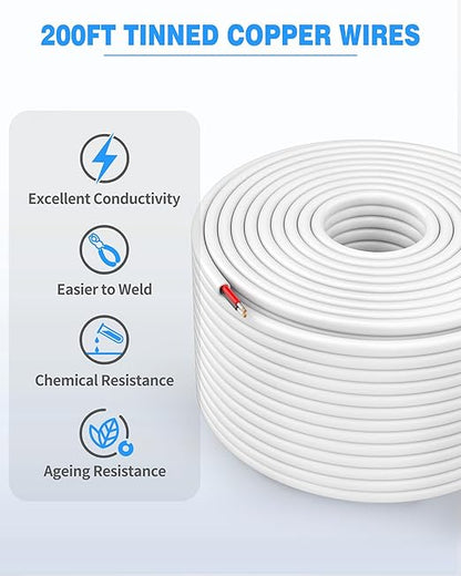 NAOVEO 18 Gauge Wire 2 Conductor Electrical Wire, 18 AWG Stranded PVC Tinned
