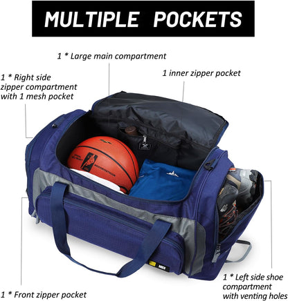 MIER Large Gym Bag for Men Sports Duffle Bag with Shoe Compartment 60L Lightweight Duffel Bags for Workout Fitness Travel