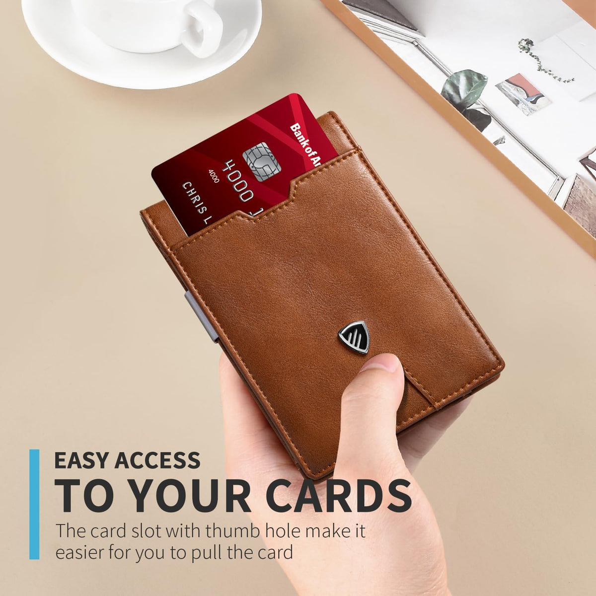 RUNBOX Mens Slim Wallet with Money Clip RFID Blocking Bifold Credit Card Holder for Men with Gift Box