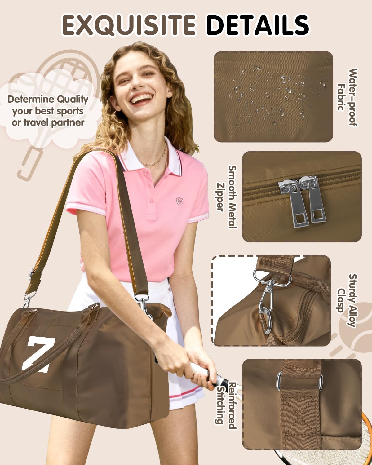 Birthday Graduation Gifts for Daughter,Initial Travel Duffel Bag Sports Gym Bag for Girls Teen Kids Birthday Gifts,Personalized Weekender Bag Carry On Tote Bags Cute Overnight Bag for Women(Brown, Z)