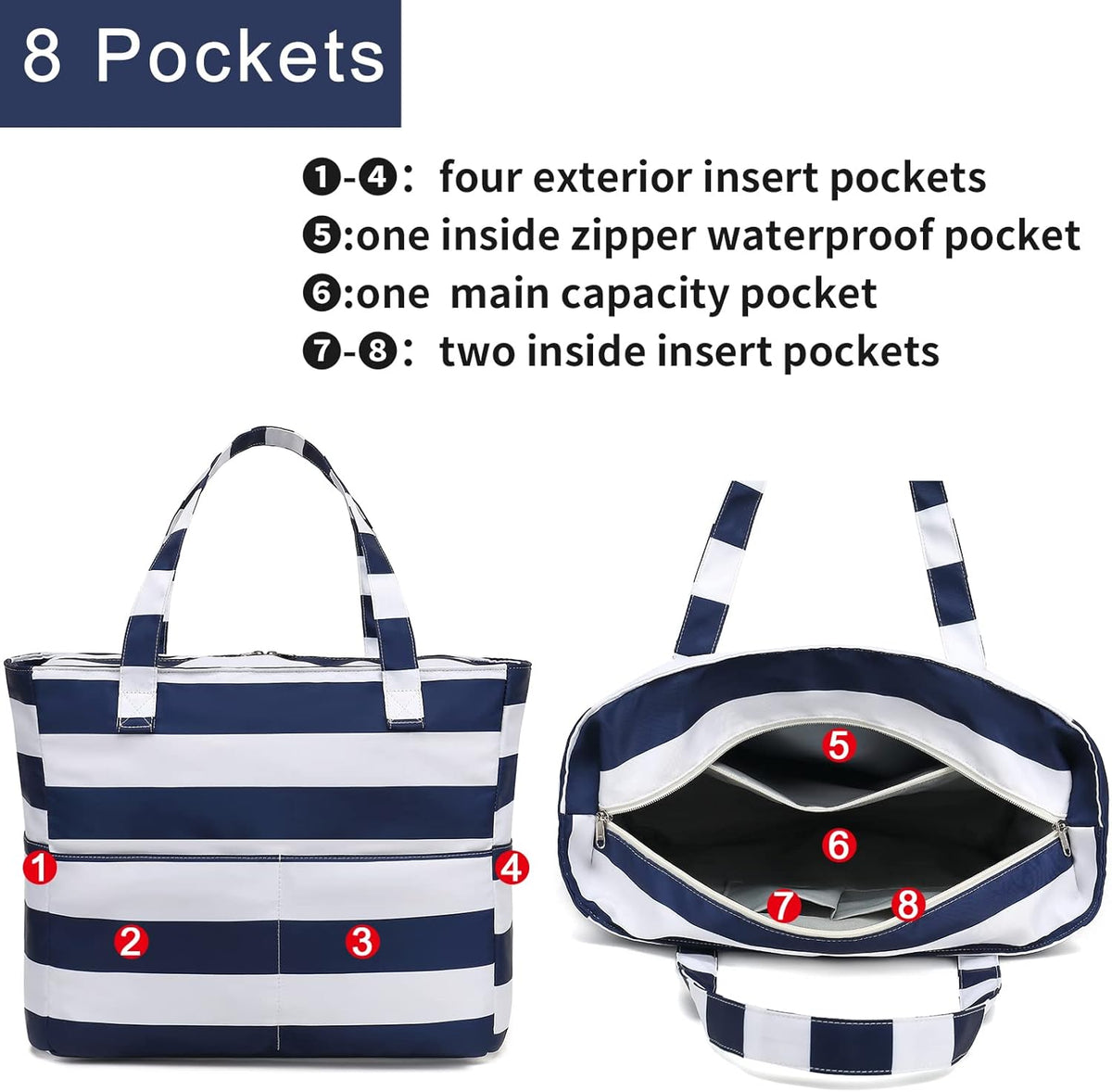 Beach Pool Bags Tote for Women Ladies Large Gym Tote Carry On Bag With Wet Compartment for Weekender Travel Waterproof