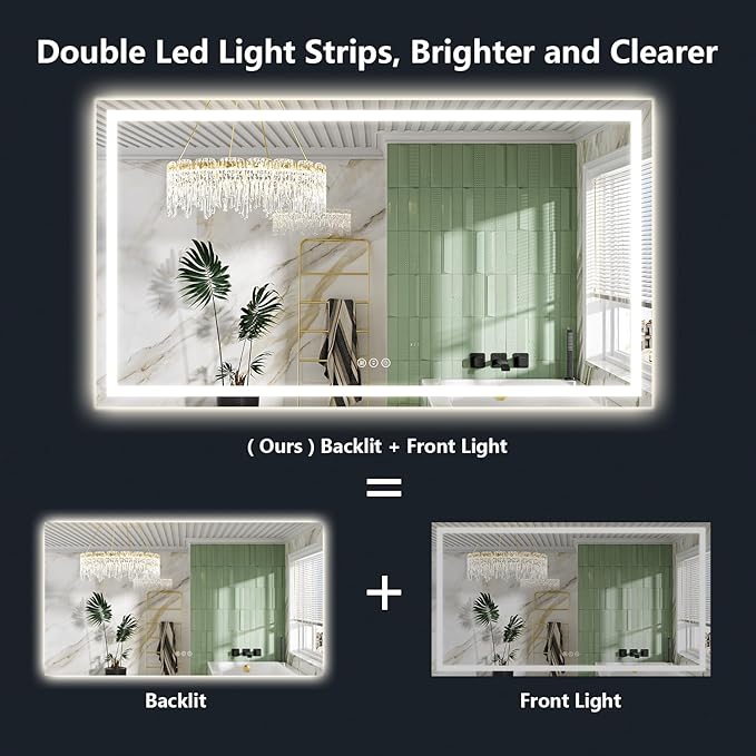 YEELAIT 68x36 Inch LED Bathroom Mirror