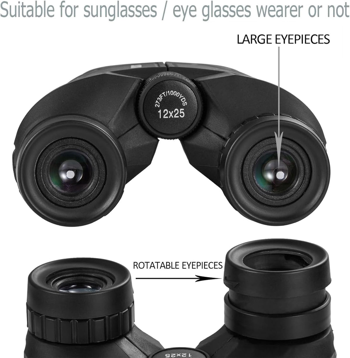 Occer 12x25 Compact Waterproof Binoculars for Adults and Kids
