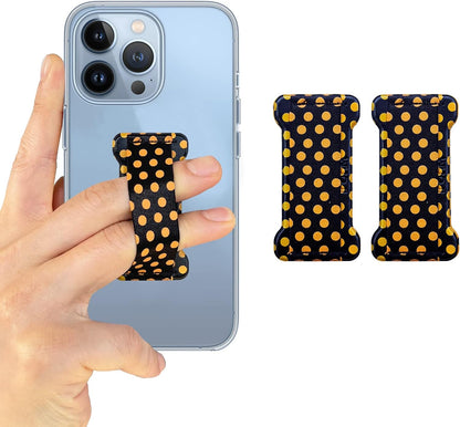 Phone Grip Holder for Hand, Universal Finger Strap Phone Holder, Finger Selfie Grip Compatible with Most Smartphones (Dot Yellow) - 2Pack