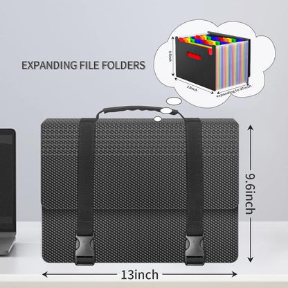 Expanding File Folders,25 Pockets Accordion File Organizer,Expandable Filing Folder with Handle,Portable File Box for Receipt,Bill,Paper,A4/Letter Size,2 Adjustable Straps,Diamond