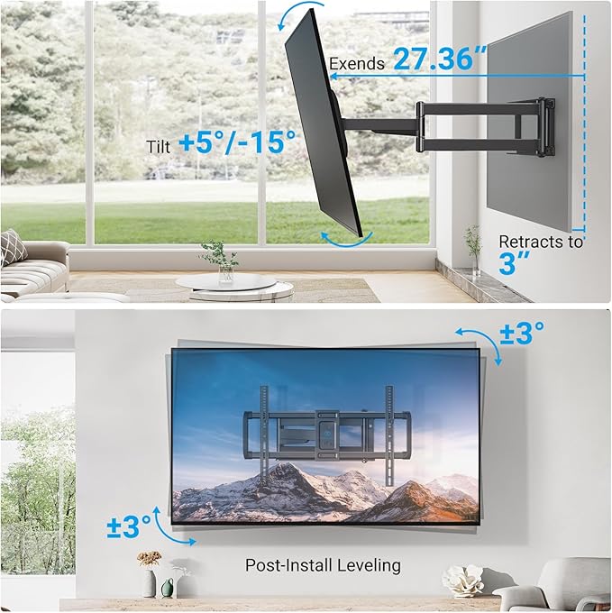 PERLESMITH Long Arm TV Wall Mount Full Motion
