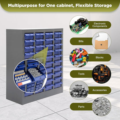 40-Drawer Parts Storage Cabinet – Multi-Purpose Organizer for Screws, Bolts, Nails, Craft Supplies, Legos, Makeup & Tools – Compact Plastic Drawer Unit for Garage, Workshop, Classroom & Home