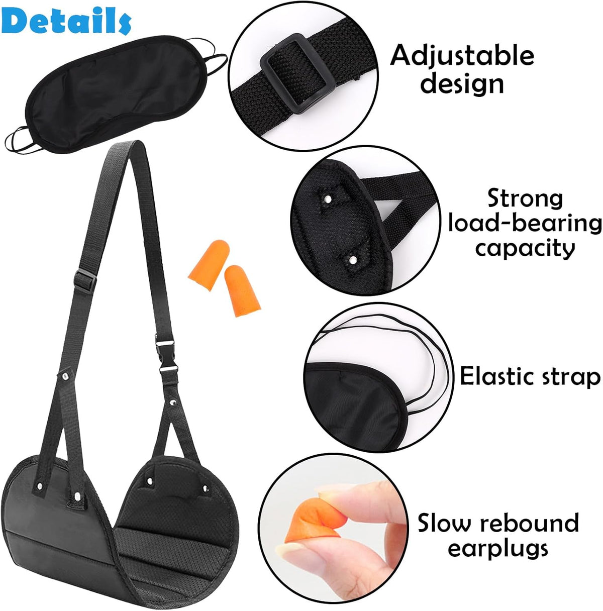 2PCS Foot Hammock Airplane Travel, Leg Rest Sling for Plane Travel