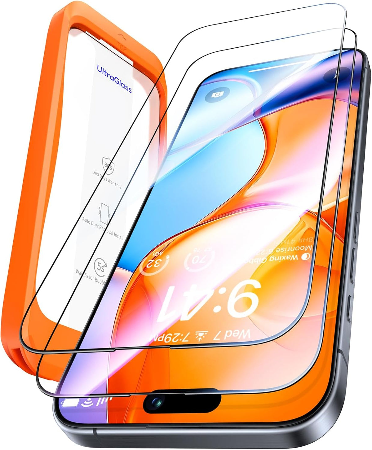 UltraGlass Unbreak Top 9H+ Glass for iPhone 14 Pro Max Screen Protector [12FT Military Grade Shatterproof & Longest Durable] Screen Protector 14 Pro Max Tempered Glass, Anti-fingerprint, 2 Packs