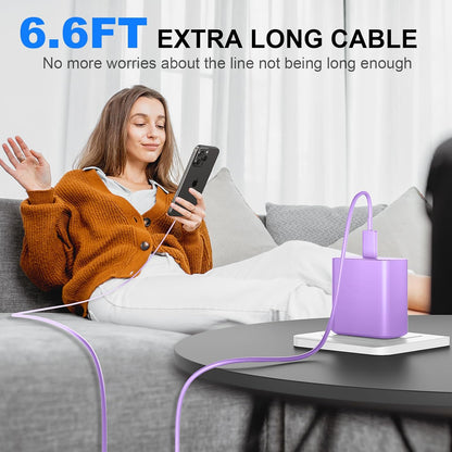Phone 17 16 Pro Max Charger Fast Charging,45W Phone 17 Charger Type C Chargers USB C Charge Block &6.6FT Long C Charging Cables Cord for Phone 17/17 Pro/ 17 Pro Max/Air/Phone 16 15 Pro Max,Purple