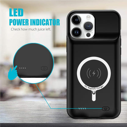 Battery Case for iPhone 14 Pro, Full Encircle 10000mAh High Capacity Rechargeable Portable Charger Case Extended Battery Pack for iPhone 14 Pro (6.1 inch) Wireless Charging Case with Carplay-Black