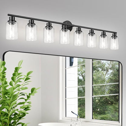 Guliaofo 8-Light Black Vanity Lights, Modern Bathroom Light Fixtures