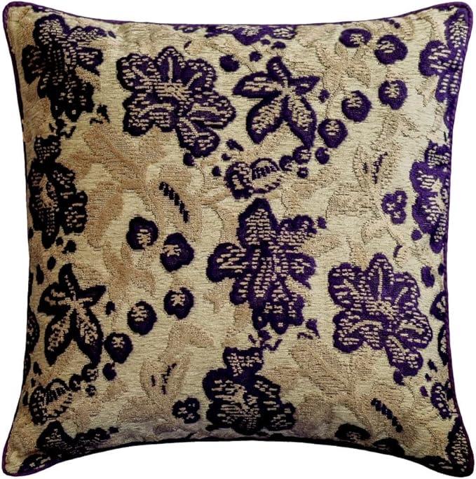 The HomeCentric King/Queen/Twin Purple Designer King 90"x18" Bed Runner with Pillow Cover, Floral, Velvet Bed Scarf on Velvet Fabric - Plum Petal