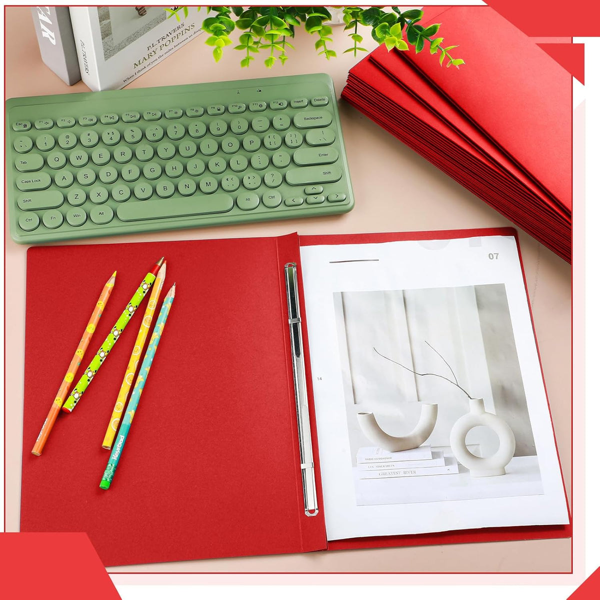 Zhanmai 15 Packs 8.5'' x 11'' Pressboard Report Covers, Metal Prong Fastener with Compressor, Letter Size 3'' Capacity Presentation Report Folder to Neatly Bind Reports, Proposals, Documents(Red)