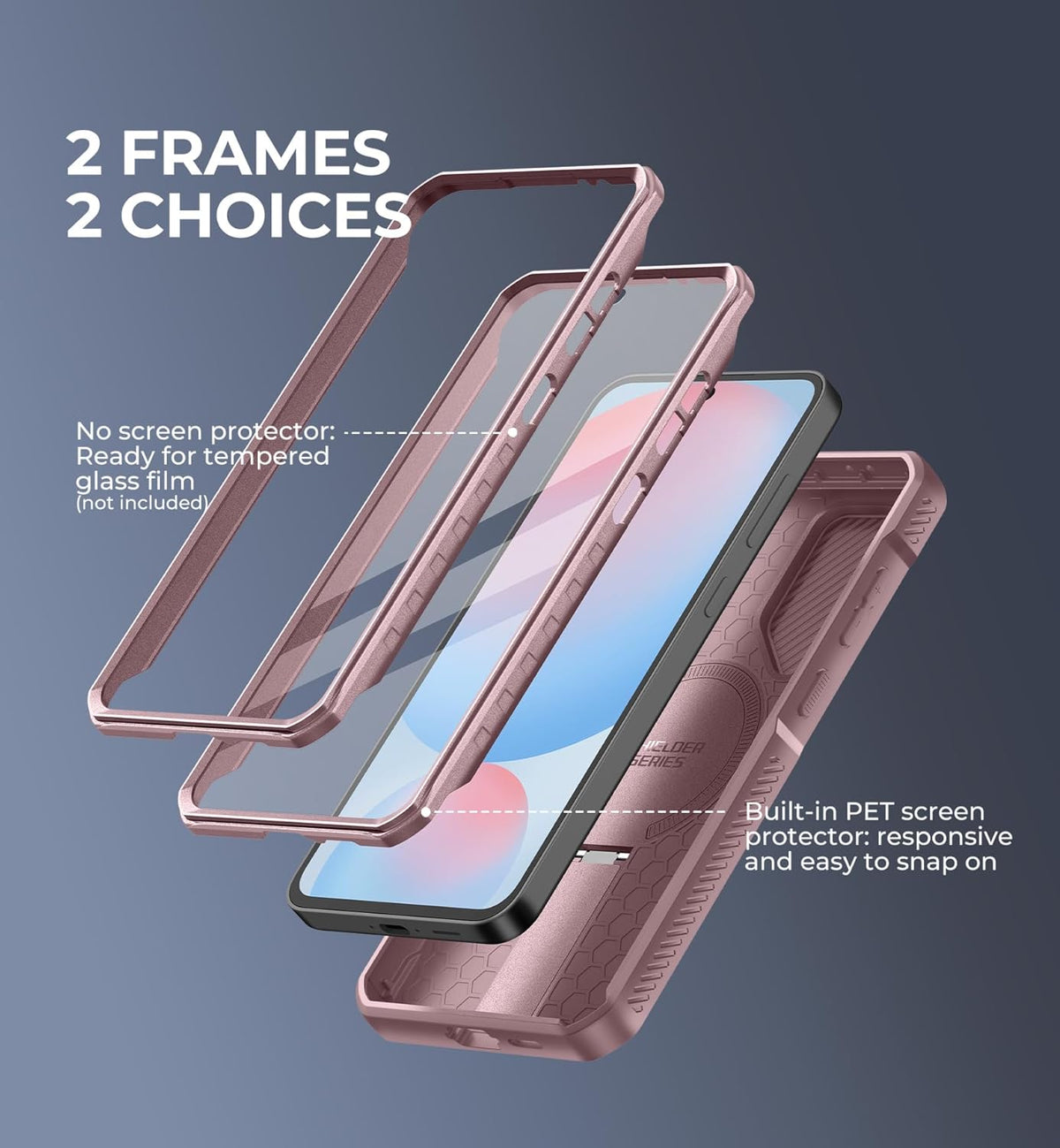 Dexnor for Samsung Galaxy S24 FE Case with Camera Cover & Adjustable Kickstand & Built-in Screen Protector, Magnetic Rugged Shockproof Bumper Cases Heavy-Duty Magnetic Protective Cover,Peony Pink