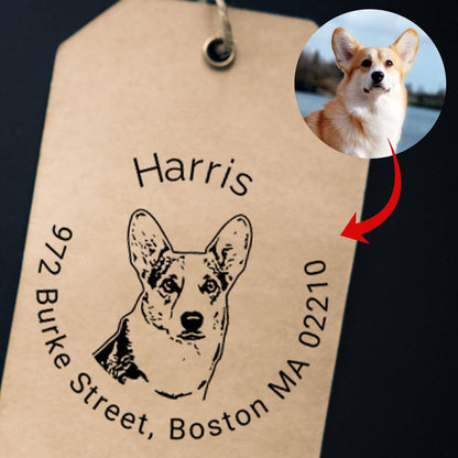 Custom Face Photo Stamp Self Inking Personalized Portrait Text Stamper Customized Name Logo Round Rubber Stamp for Office Return Address Stamper Funny Gifts for Pets Teacher Family Face