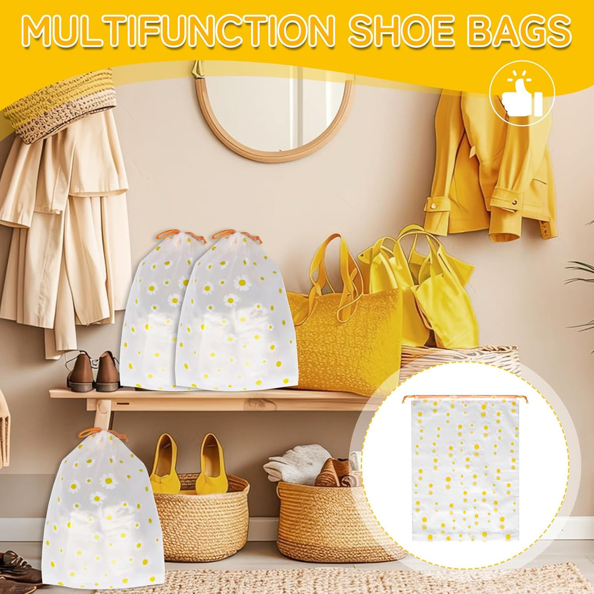 Shoe Bags for Travel, 15.7" x 11.8" Travel Shoe Bags for Packing, Large Waterproof Portable Travel Shoe Storage Bags Travel Essentials Women for and Men