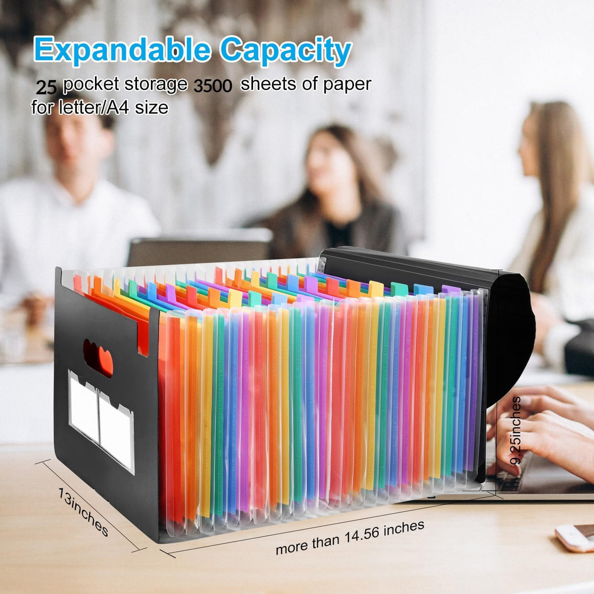 25 Pockets Accordion File Organizer 2 Packs Desktop Expanding File Folders with Colorful tabs for Paper Receipts, Bills&Taxes Organizer, Letter/A4 Size Document Holder for School, Office, Home