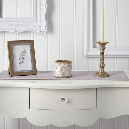 Nearly Natural 4.5in. Tuscan Ceramic Gray Scroll Planter, White