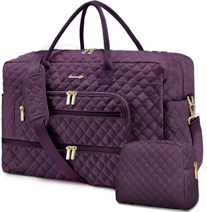Travel Duffle Bag Weekender for Women - 38L Carry-On Overnight Personal Item Bag with Shoe Compartment & Wet Pocket Weekend Tote Bags with Toiletry Hospital Bags for Labor and Delivery