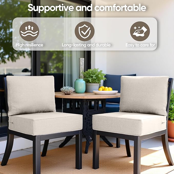 6" Thick Outdoor Cushion, 24*24*6" Patio Furniture Cushions with Waterproof Patio Furniture Cushions with Removable Cover, 28D High Density Patio Cushion for Outdoor Furniture,Beige-4pcs