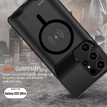 Wireless Charging Case for Galaxy S25 Ultra, Upgraded 12000mAh Rechargeable Portable Charging Case Compatible with Galaxy S25 Ultra (6.9 inch) with Carplay Extended Battery Pack Charger Case (Black)
