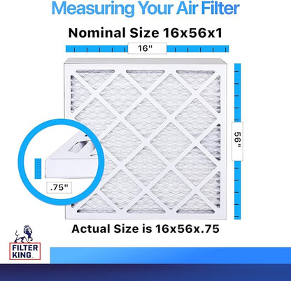 Filter King 16x56x1 Air Filter | 4-PACK | MERV 8 HVAC Pleated A/C Furnace Filters | MADE IN USA | Actual Size: 16 x 56 x .75"