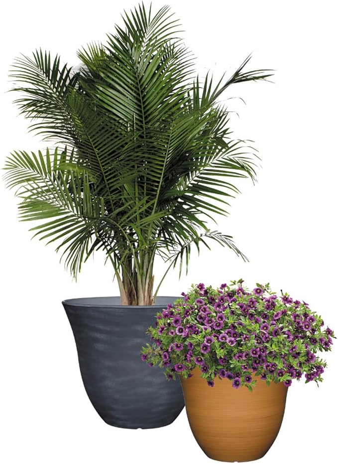Classic Home and Garden Honeysuckle Planter, Patio Pot, 13" Fossil Stone (One Pack) (Pack of 4)