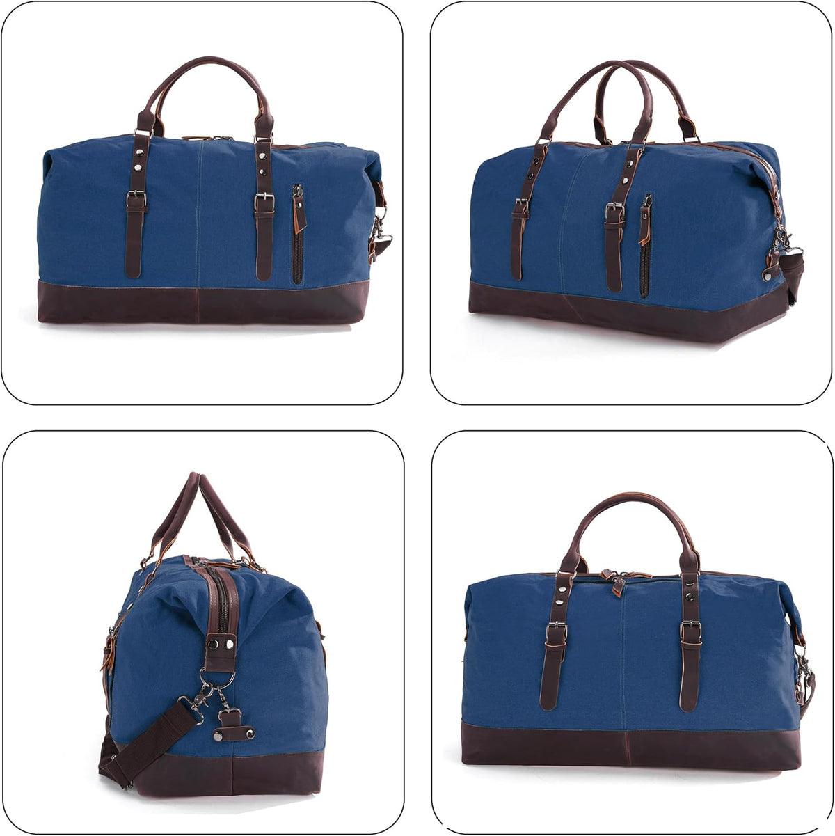 Weekender Travel Bag for Men & Women, Large Overnight Duffle Carry On Bag with Easy-Grip Handles, Gym Tote for Work, Weekend Trips, Sports (Blue)