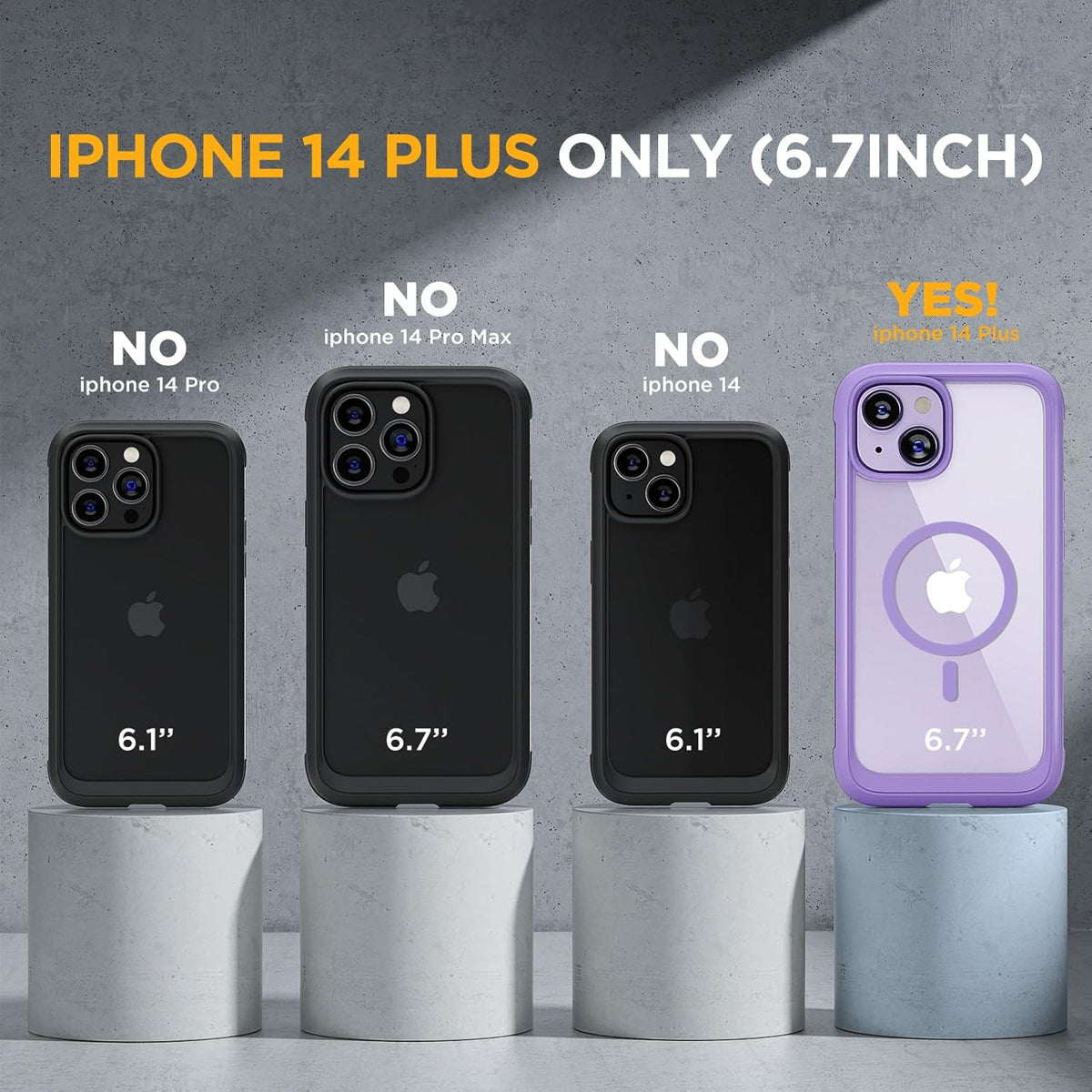 Miracase Glass Series Designed for iPhone 14 Plus Case 6.7 inch, 2023 Upgrade Full-Body Magnetic Clear Case with Built-in 9H Tempered Glass Screen Protector,Compatible with MagSafe,Purple