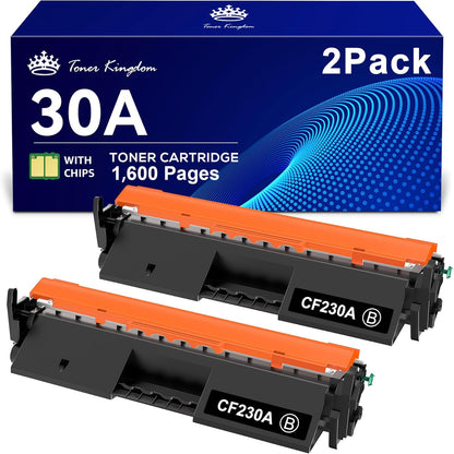 Toner Kingdom 30A CF230A Toner Cartridge Replacement for HP 30A Black Toner Cartridge 30X CF230X for HP Laserjet Pro MFP M227fdw M203dw M227fdn M227sdn M227 M203dn M203d M203 Printer (2 Black)
