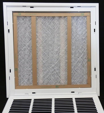 HVAC Premium 8" X 8" Steel Return Air Filter Grille for 1" Filter - Fixed Hinged - HVAC DUCT COVER - Flat Stamped Face - White [Outer Dimensions: 10 5/8"w X 10 5/8"h]