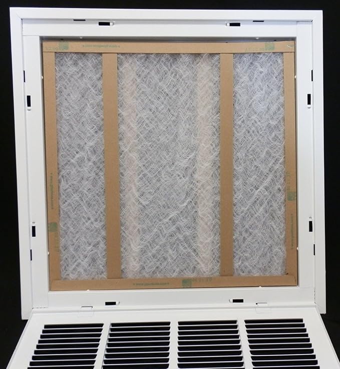 HVAC Premium 20" X 24" Steel Return Air Filter Grille for 1" Filter - Fixed Hinged - HVAC Duct Cover - Flat Stamped Face - White [Outer Dimensions: 22 5/8"w X 26 5/8"h]