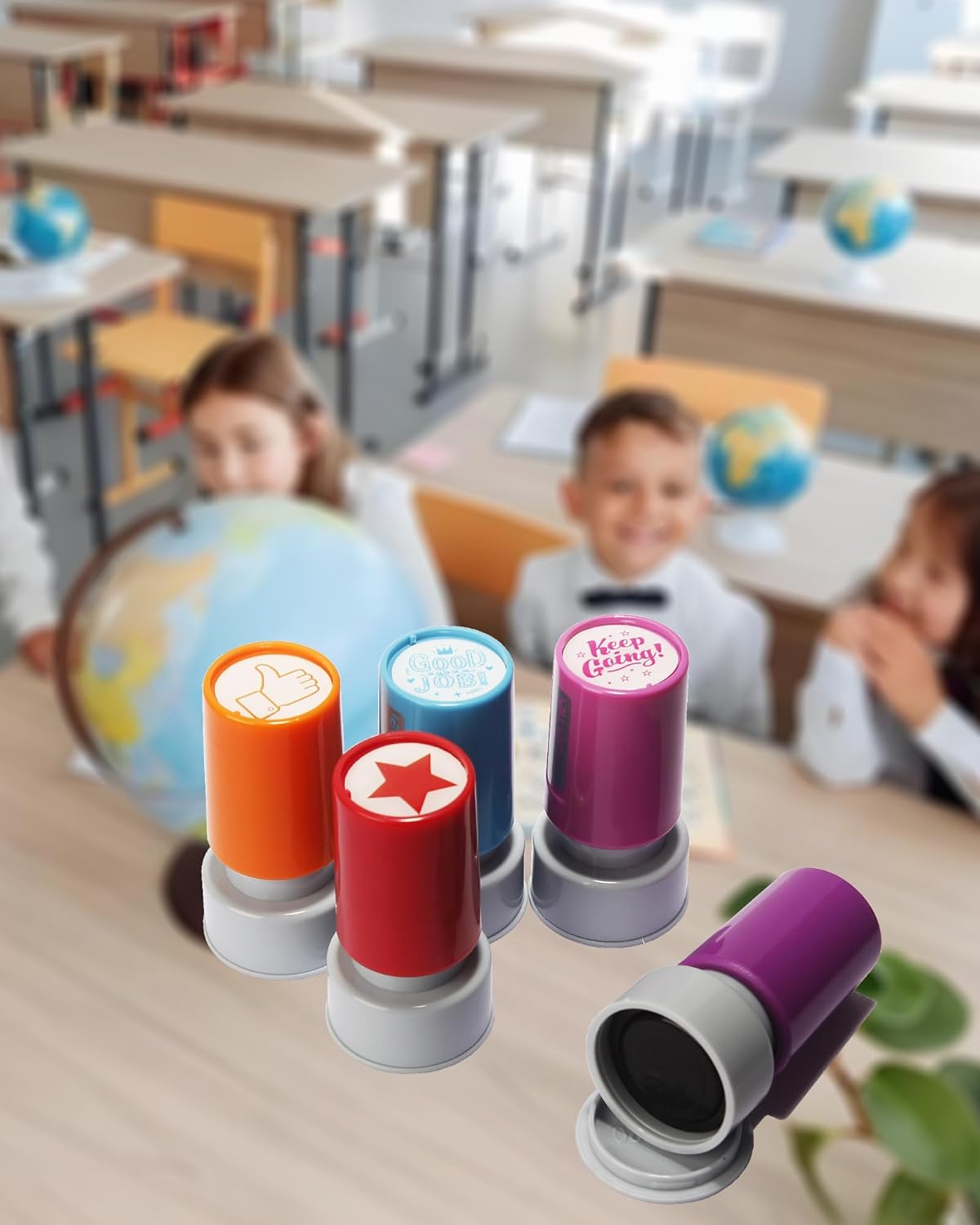 Pack of 5 Sorted Teacher Stamps Self-Inking Rubber Stamps Teacher Comments Photosensitive Stamps Behavior Stamper for Education Review
