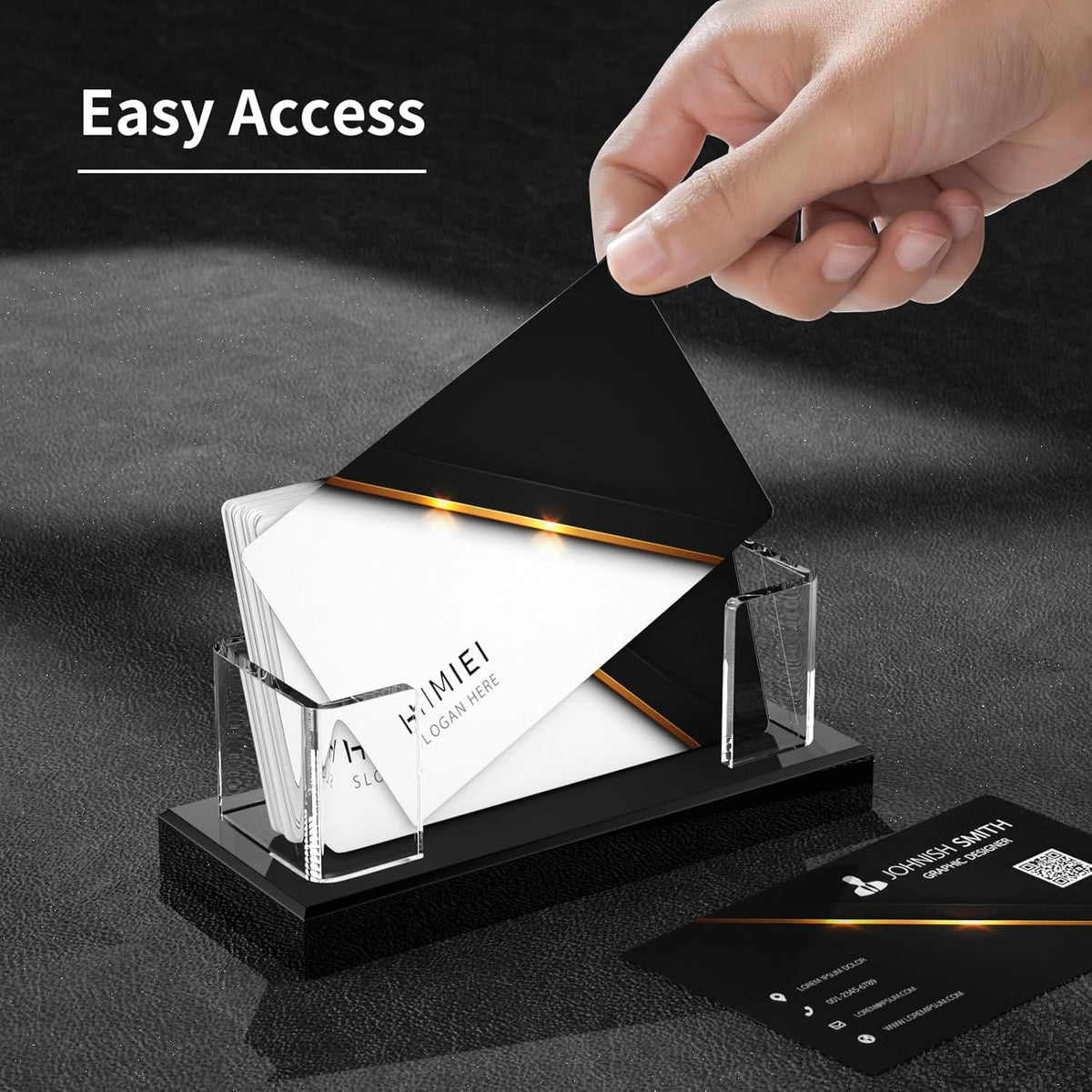 HIIMIEI Business Card Holder Acrylic: 8 Pack Business Card Display for Desk - Clear Business Card Stand for Office Reception Event Conference Room Desktop